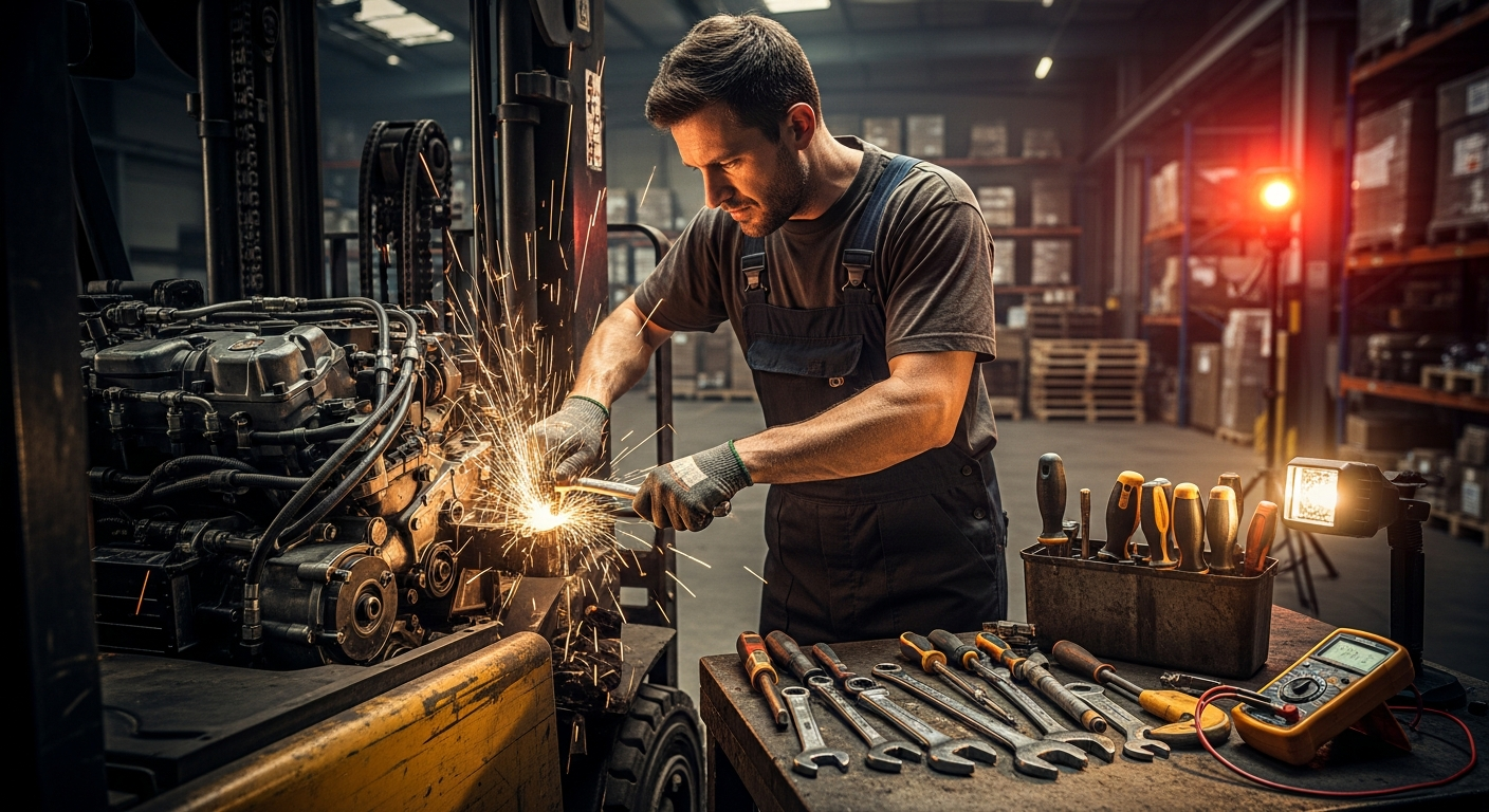 Emergency forklift repair in service bay